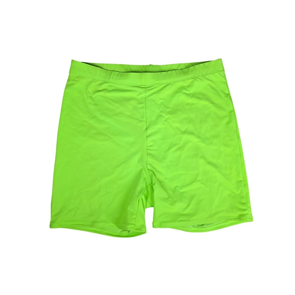SKIMS Swim Mid Waist Short Neon Lime Green Size M Stretch Recycled Nylon